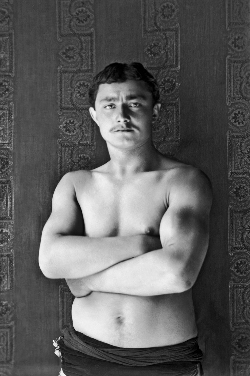 Egy Andelot Blancheville (Haute Marne) mellett elhaladó utazó cirkuszi birkózó portréja. Fénykép, 1886 körül, Paul Emile Theodore Ducos (1849-1913). alkotó: Paul Emile Theodore Ducos