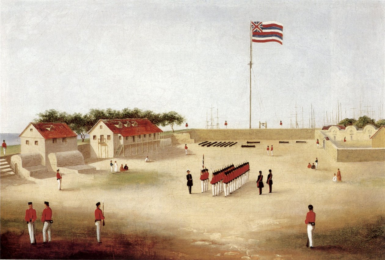 Kilátás a Honolulu-erődre, 1853 körül (olaj, vászon) alkotó: Paul Emmert