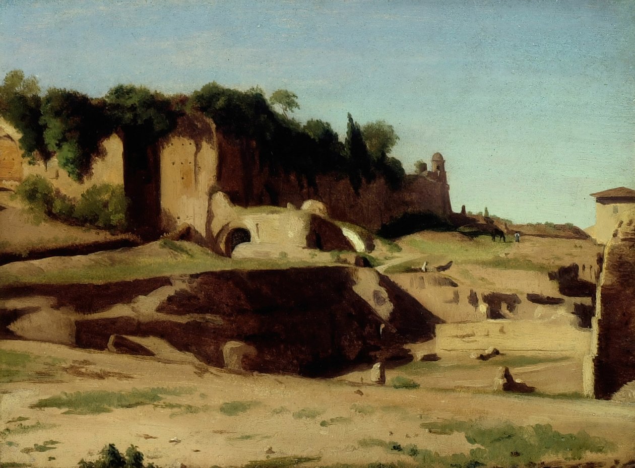 A császári palota a Palatinuson, Róma, 1834. alkotó: Paul Flandrin