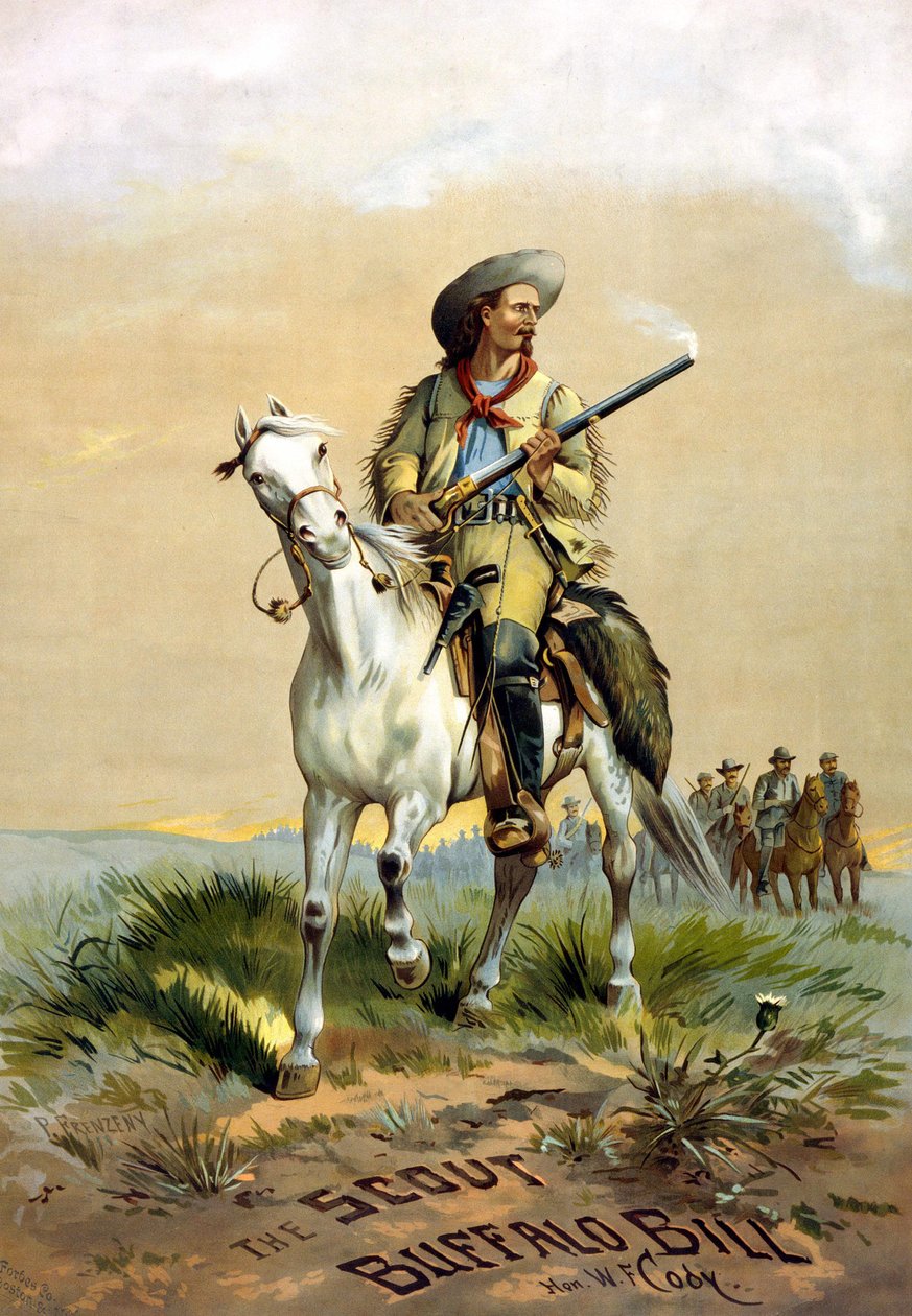 Han „The Scout Buffalo Bill” című könyvének borítója. W.F. Cody, P. Frenzeny illusztrációja, sd. 1860 és 1890 között. alkotó: Paul Frenzeny