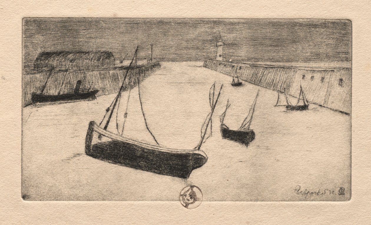 Hat rézkarc: Tréport, 1895. alkotó: Paul Gachet