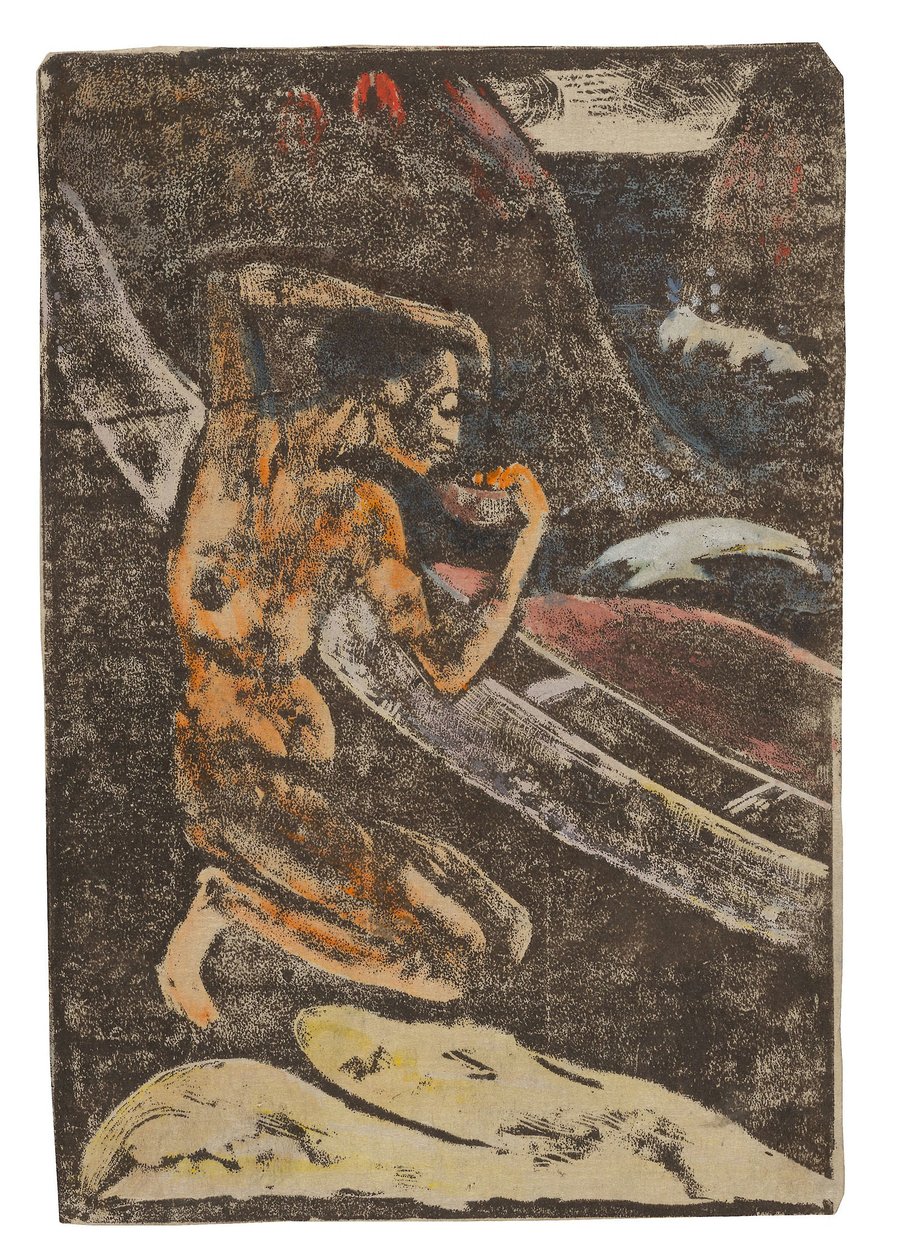 Egy halász iszik a kenuja mellett alkotó: Paul Gauguin