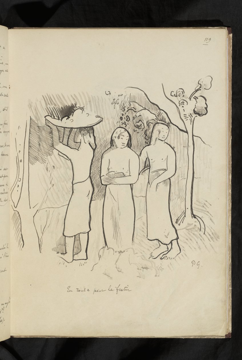 Előtte és utána - rajz "Útban a lakoma felé" alkotó: Paul Gauguin