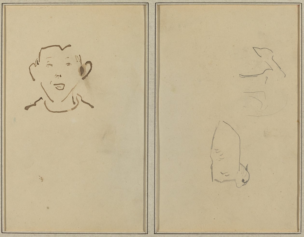 Fiú arca; Két bárány [verso] alkotó: Paul Gauguin