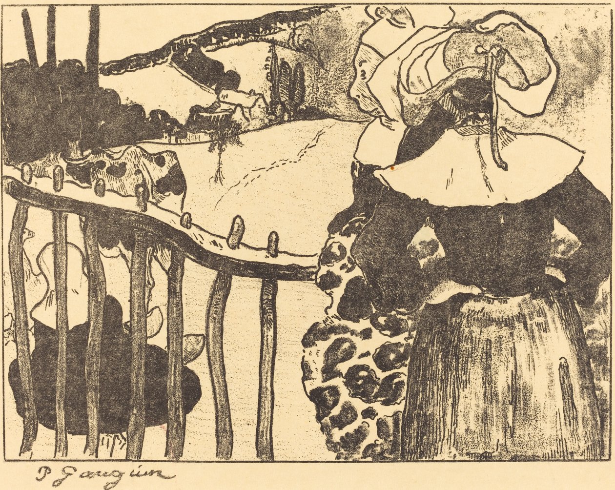 Breton nők a kerítés mellett Breton nők a sorompónál, 1889 alkotó: Paul Gauguin