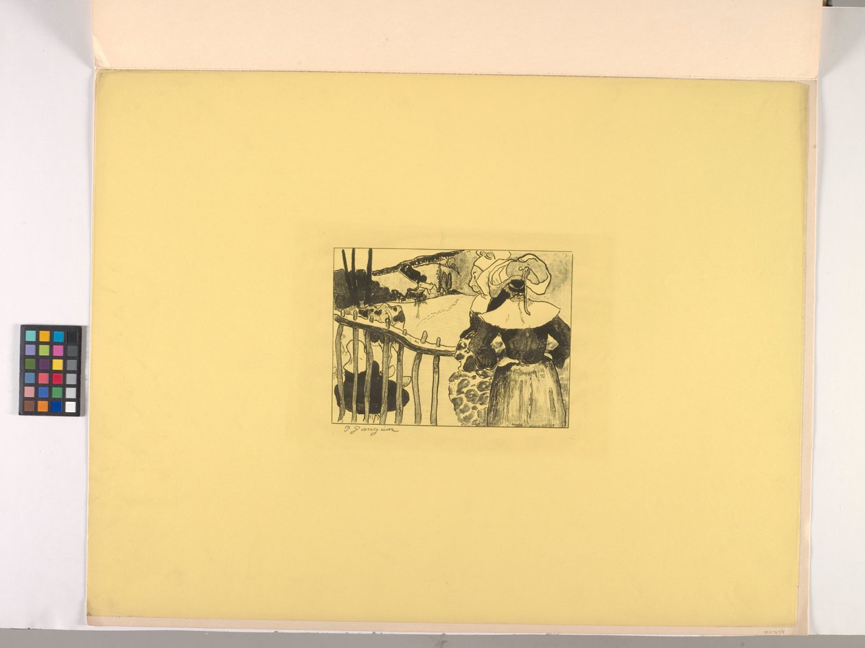 Breton nők egy kerítés mellett alkotó: Paul Gauguin
