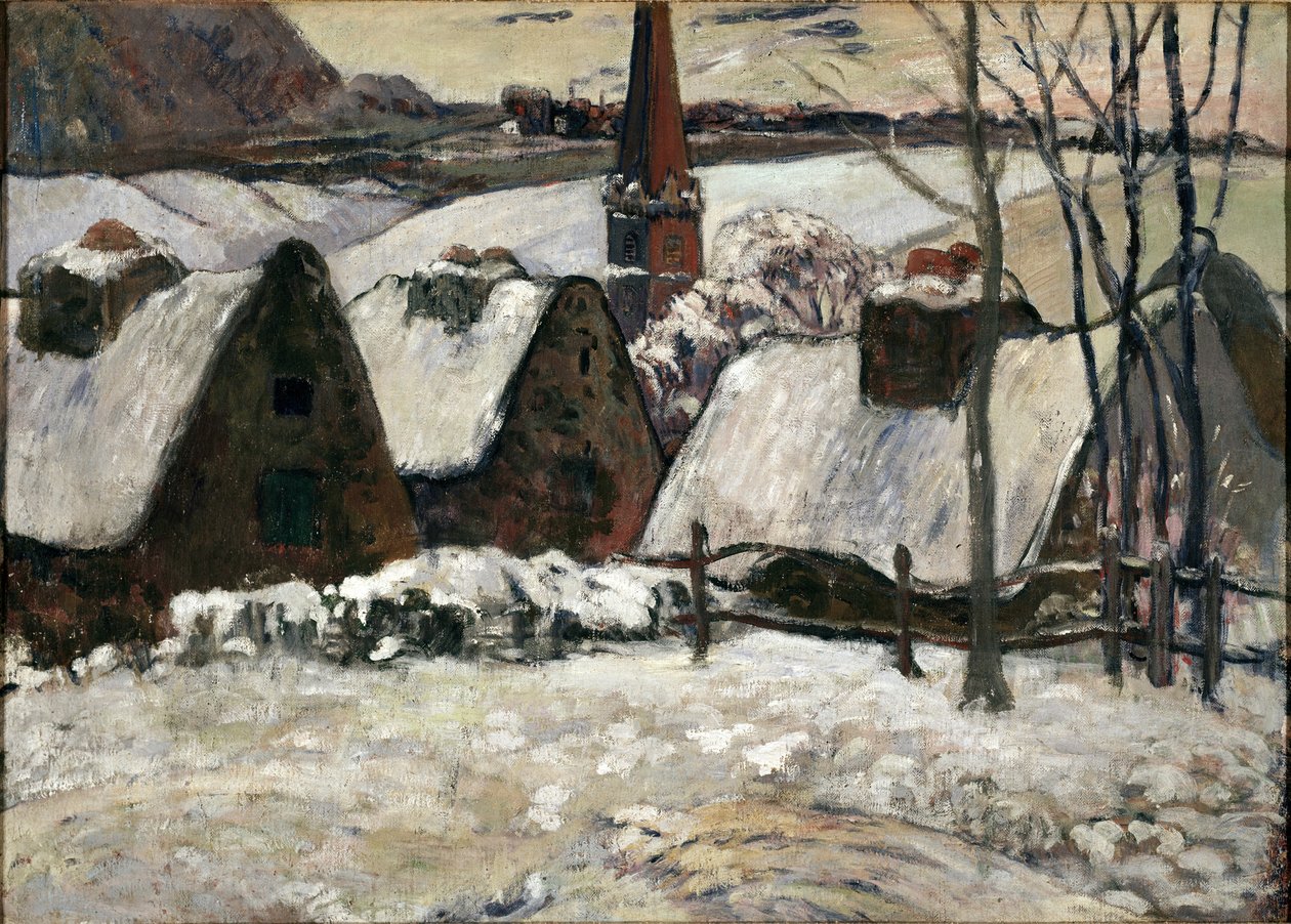 Breton falu a hó alatt (olaj, vászon alkotó: Paul Gauguin