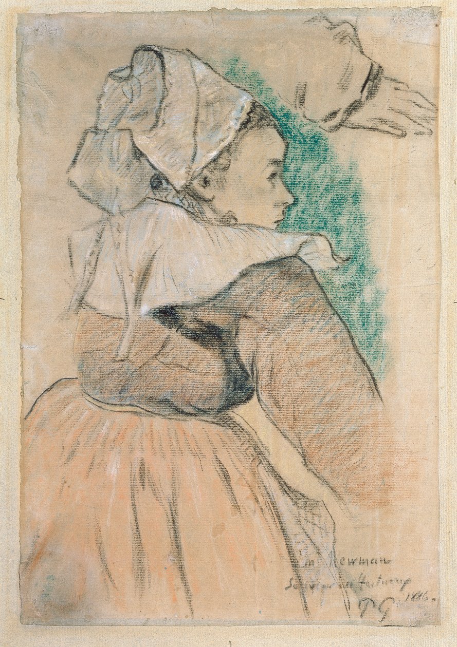 Breton nő a jobb oldali profilban, 1886 alkotó: Paul Gauguin