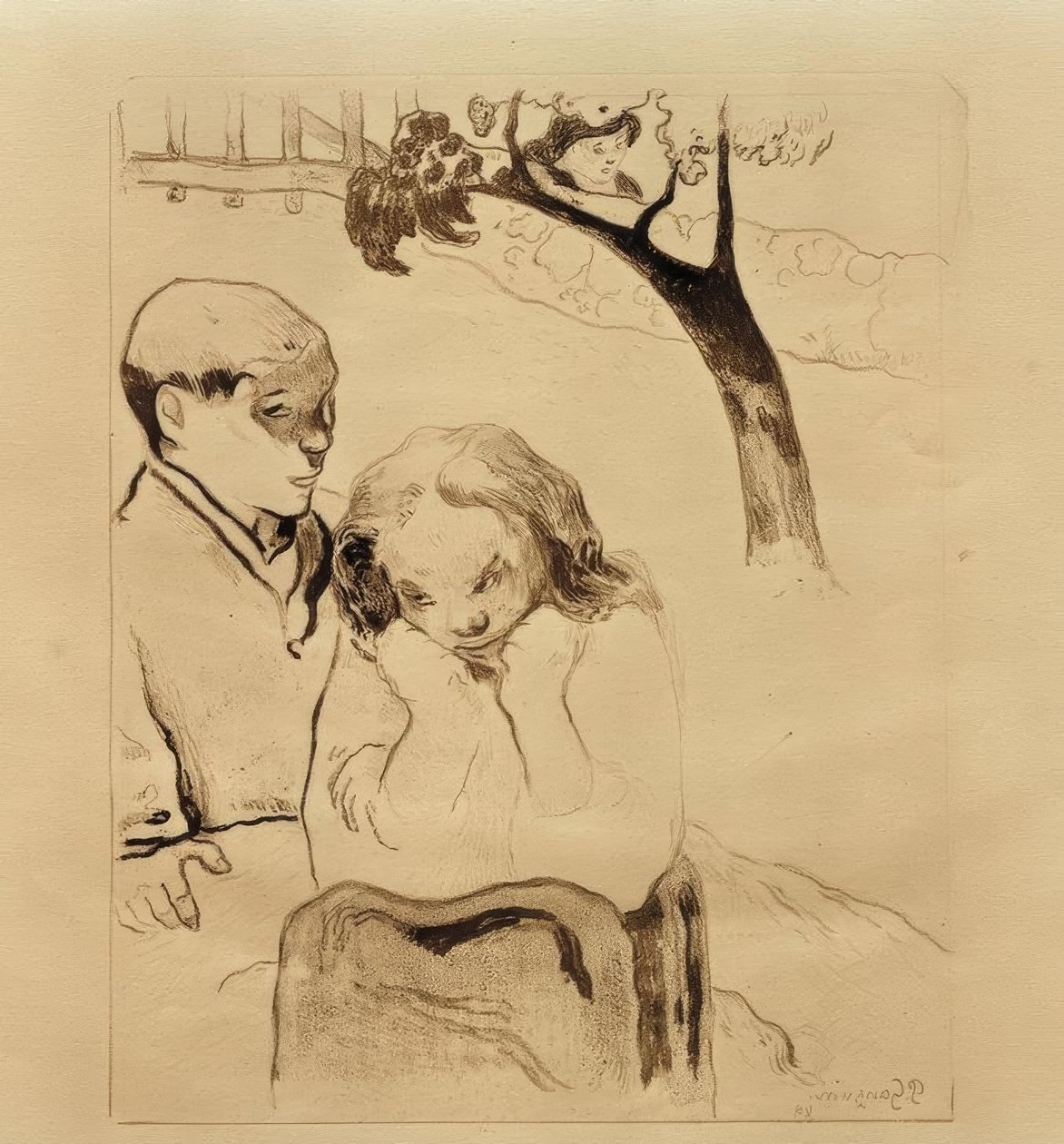 Bretonok a sorompónál alkotó: Paul Gauguin