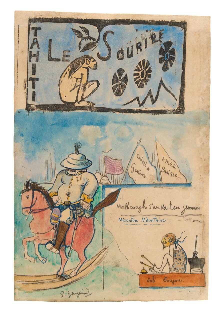 Gauguin és Gallet kormányzó karikatúrái a „Le sourire” fejfedőjével alkotó: Paul Gauguin