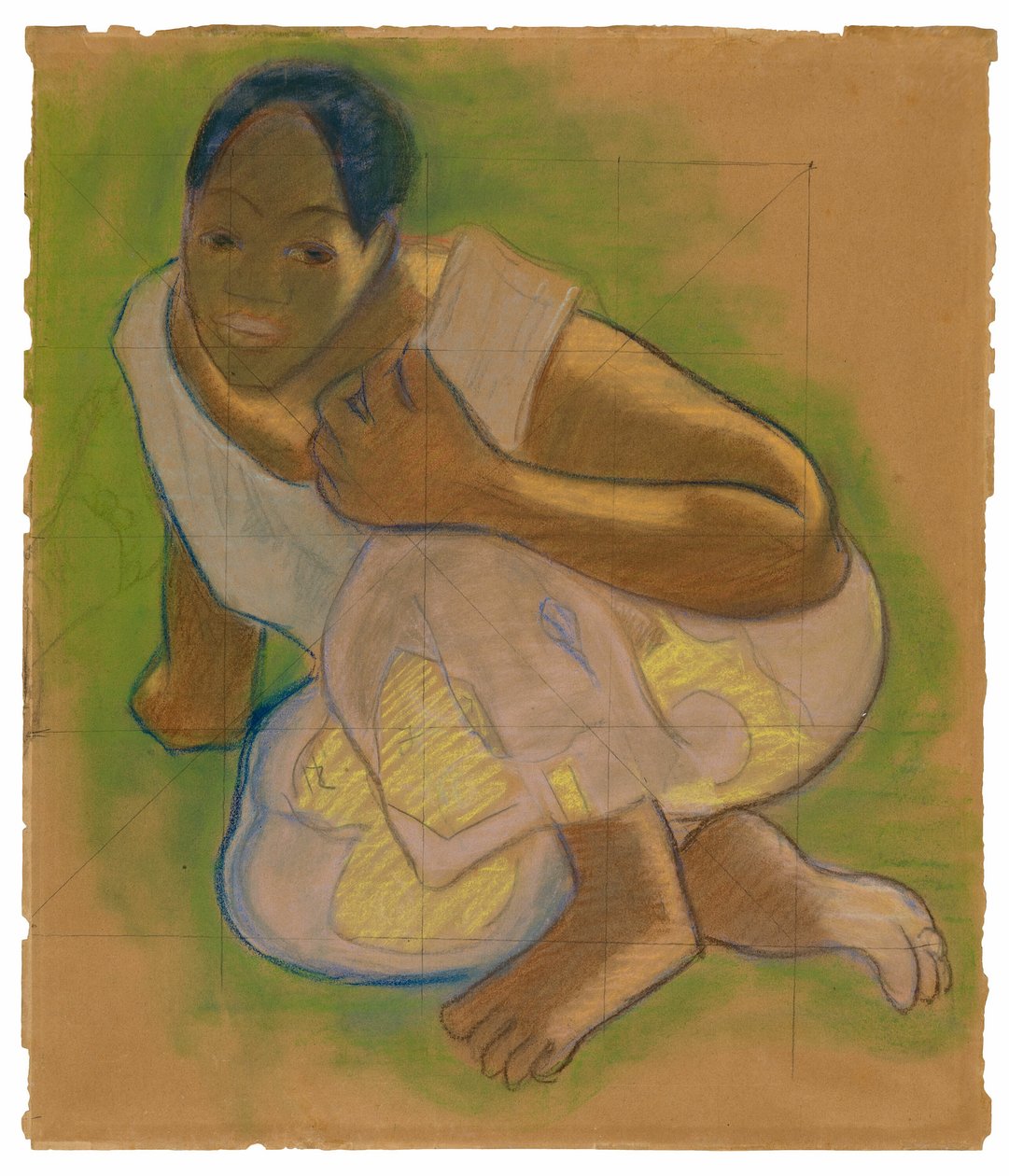 Guggoló tahiti nő (a Nafea faa ipoipo [Mikor házasodsz meg?] című festményhez kapcsolódik) alkotó: Paul Gauguin