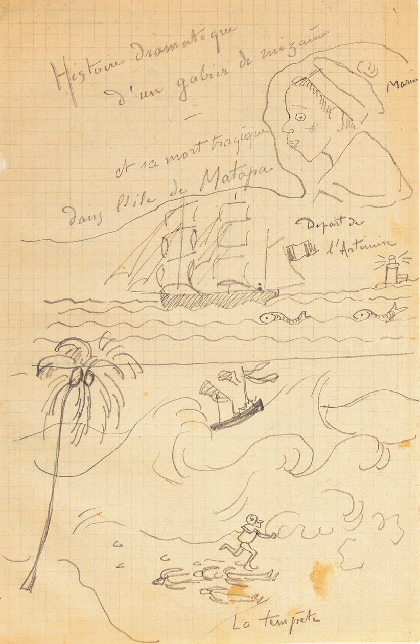 Rajz a fiatal Jacques Bousquet, Pont-Aven vagy Le Pouldu, 1889-90 számára készített rajzalbumból alkotó: Paul Gauguin