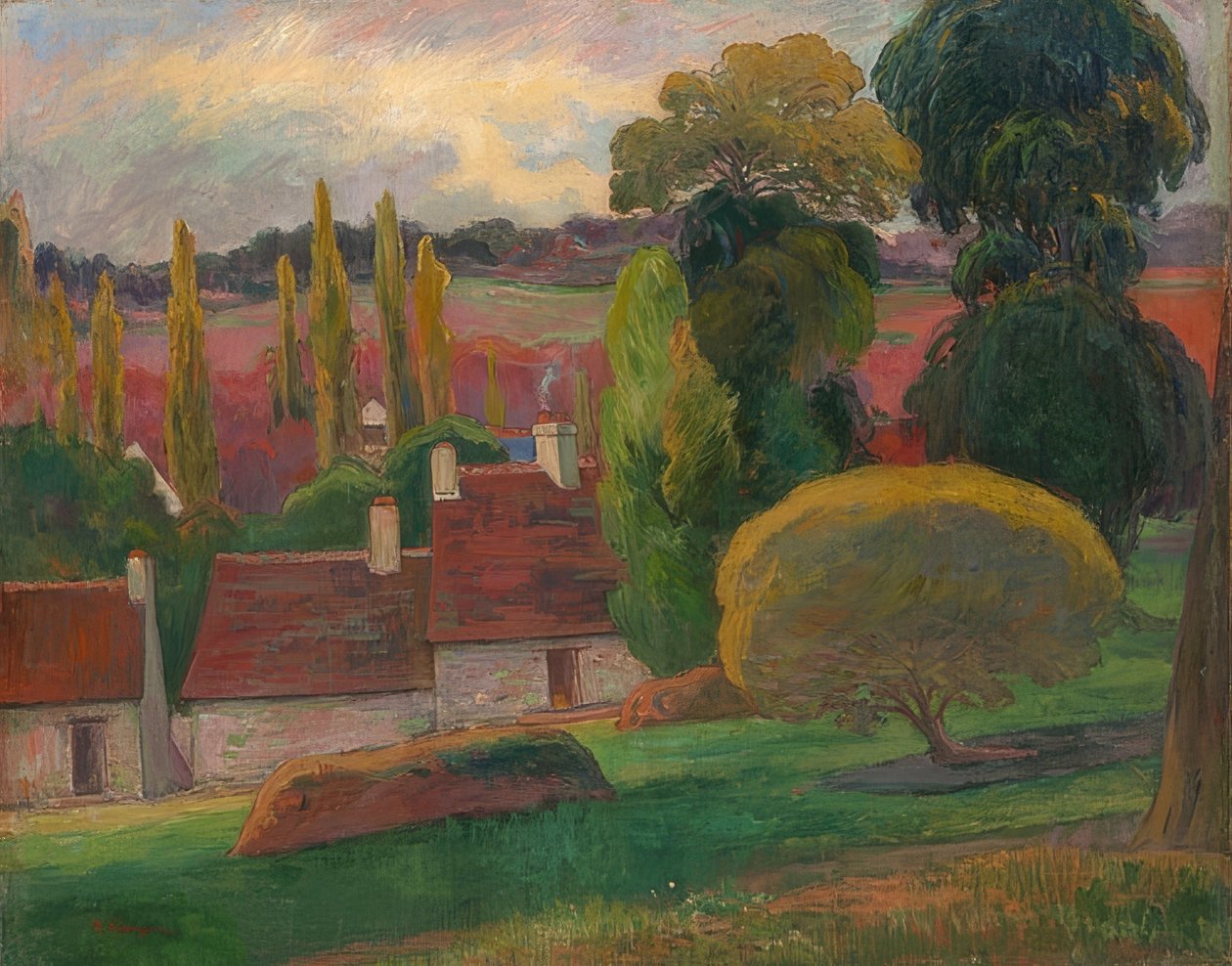 Egy parasztház Bretagne-ban. 1894 körül alkotó: Paul Gauguin