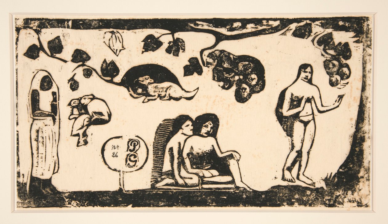 Nők, állatok és levelek [Women, Animals and Leaves] alkotó: Paul Gauguin