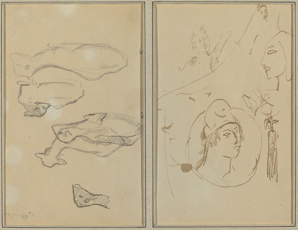Öt bárány; Four Head Studies [fordítva] alkotó: Paul Gauguin