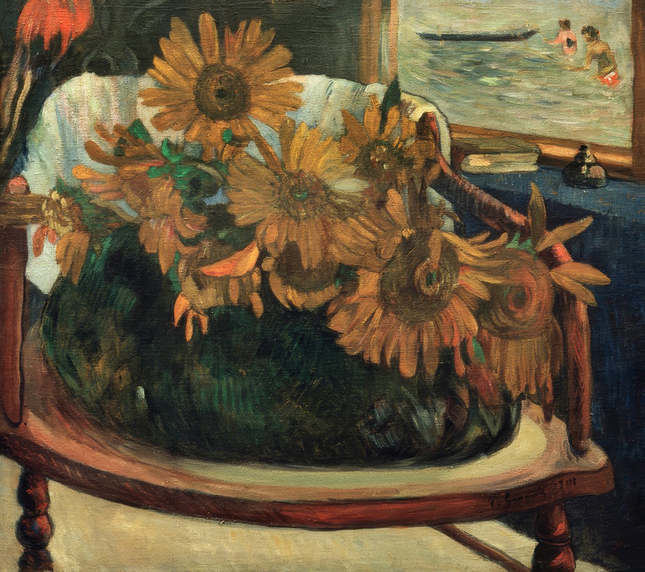 Napraforgó virágok egy széken I alkotó: Paul Gauguin