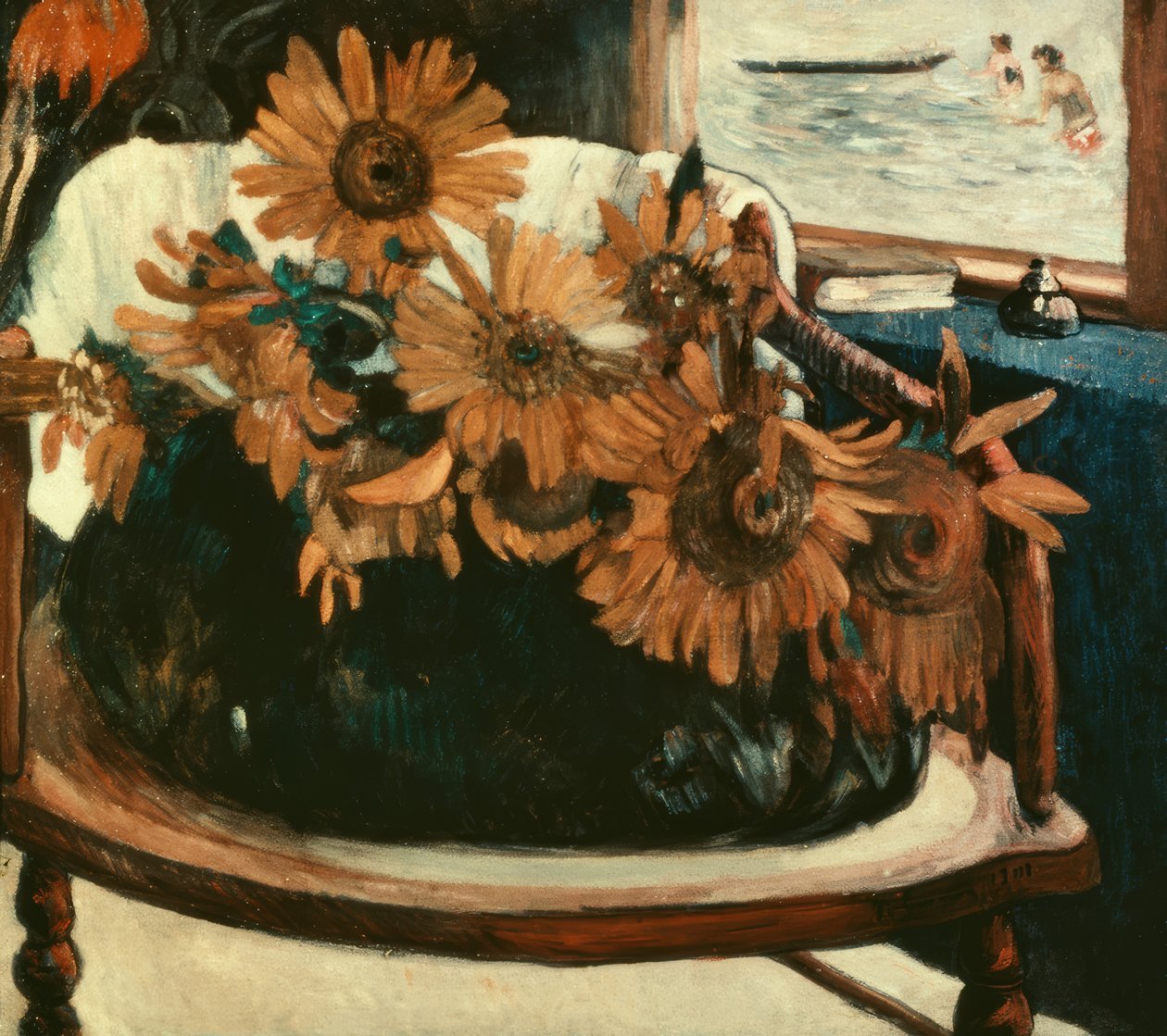 Napraforgó virágok egy széken I alkotó: Paul Gauguin