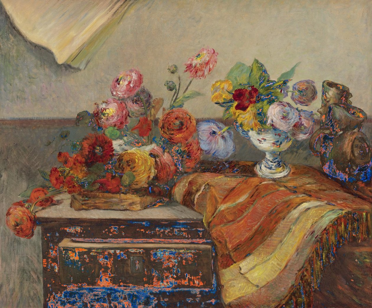 Francia: Csokrok és kerámiák egy komódon alkotó: Paul Gauguin