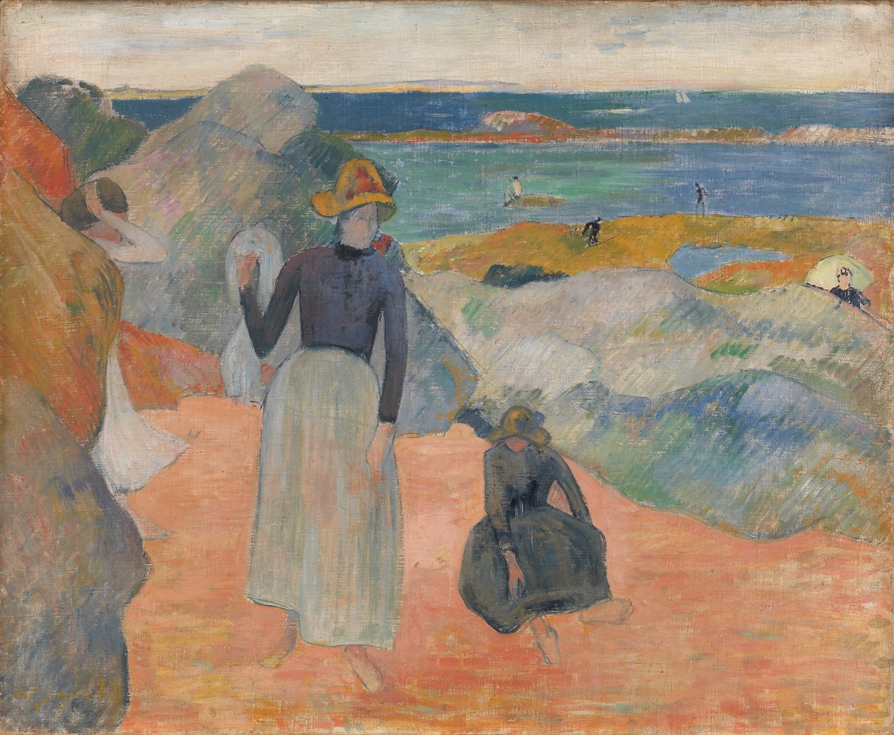 Franciául:  Sur la plage en Bretagne A tengerparton alkotó: Paul Gauguin