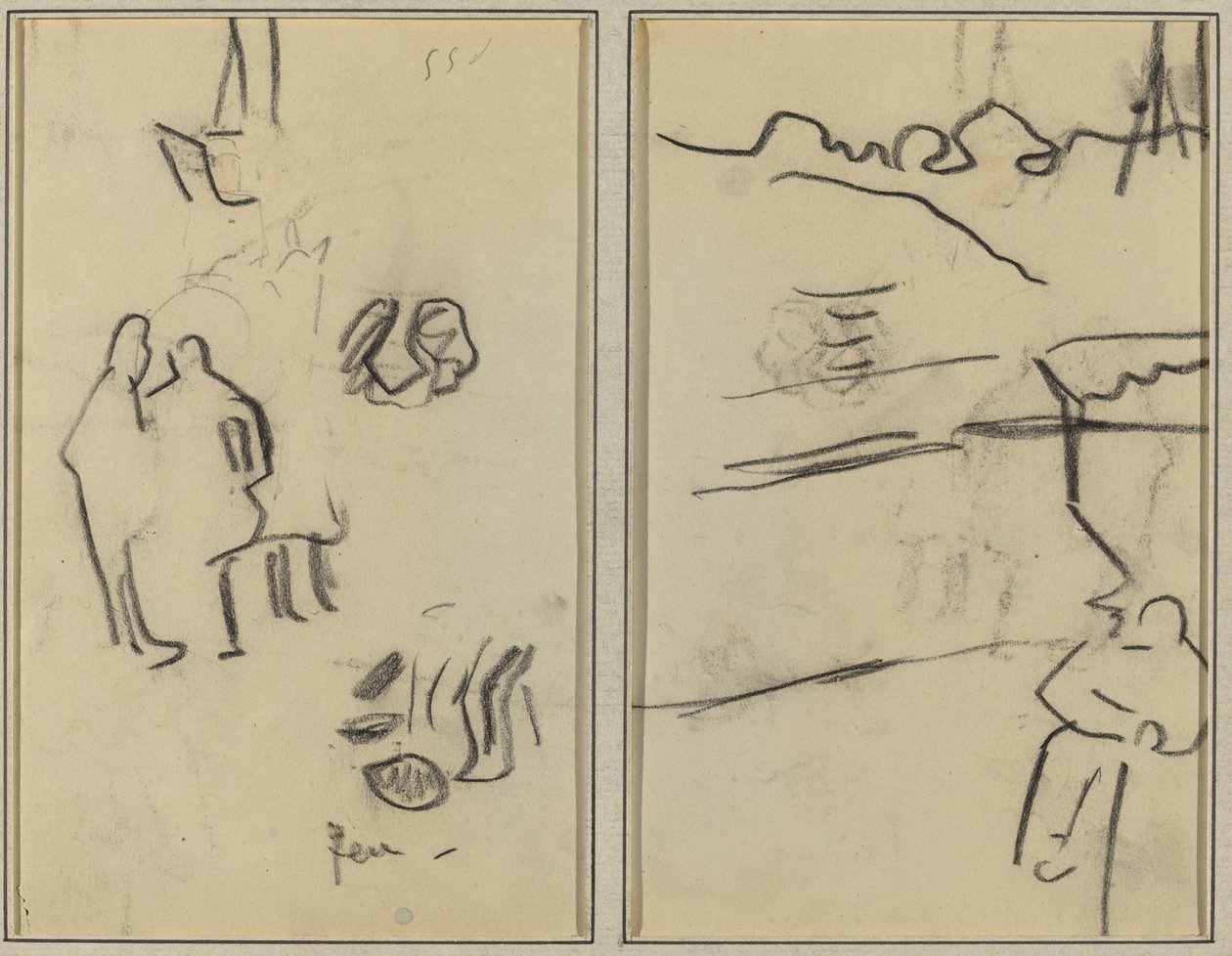 Emberi formák csoportja; Egy férfi ül [rekto] alkotó: Paul Gauguin