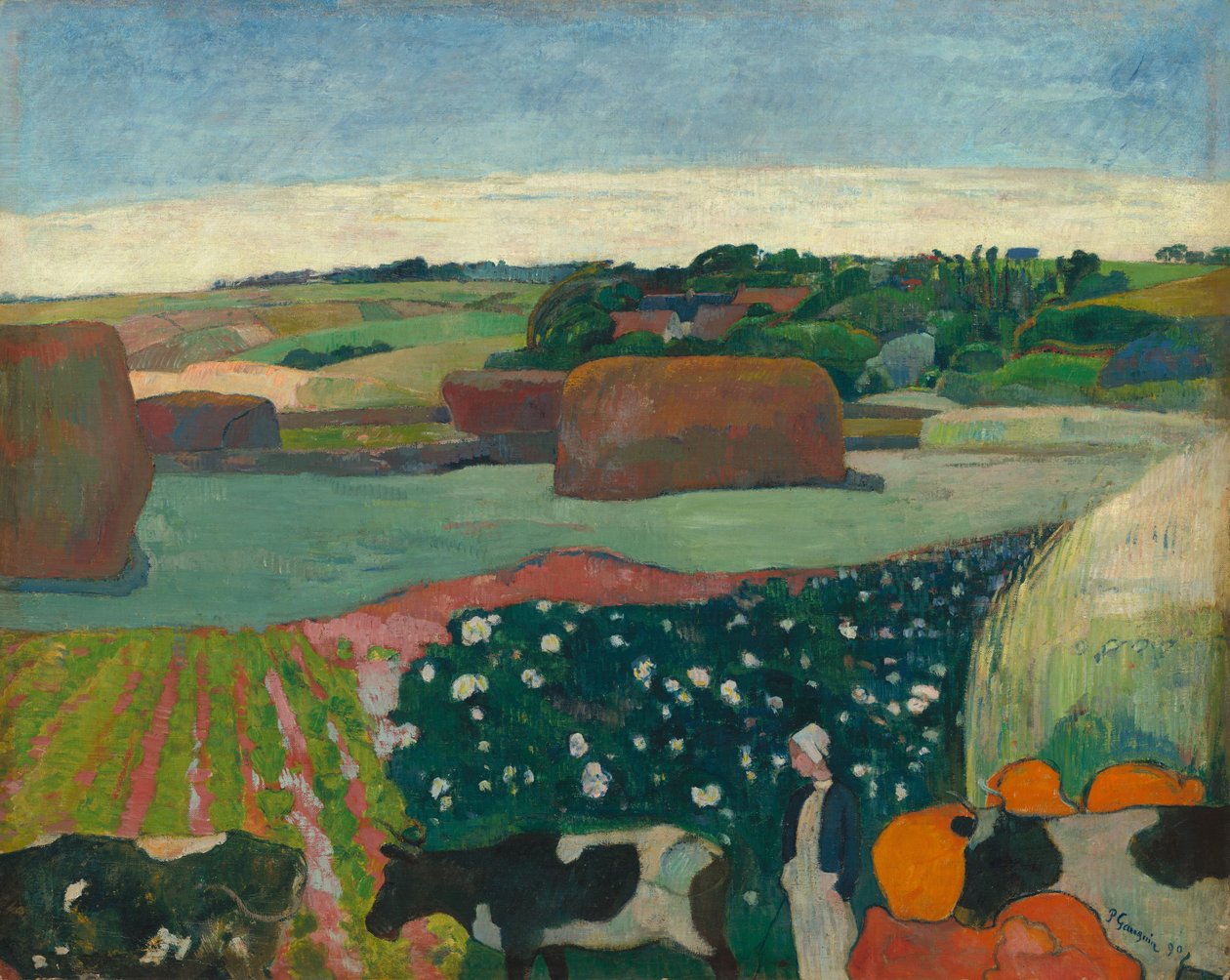 Szénakazalok Bretagne-ban, 1890. alkotó: Paul Gauguin