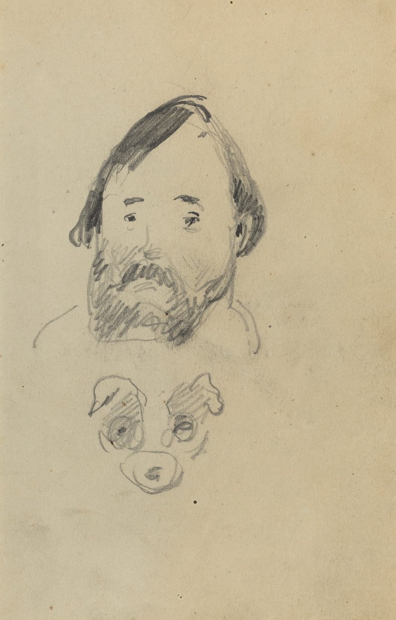 Szakállas ember feje kutyafejjel [recto] alkotó: Paul Gauguin