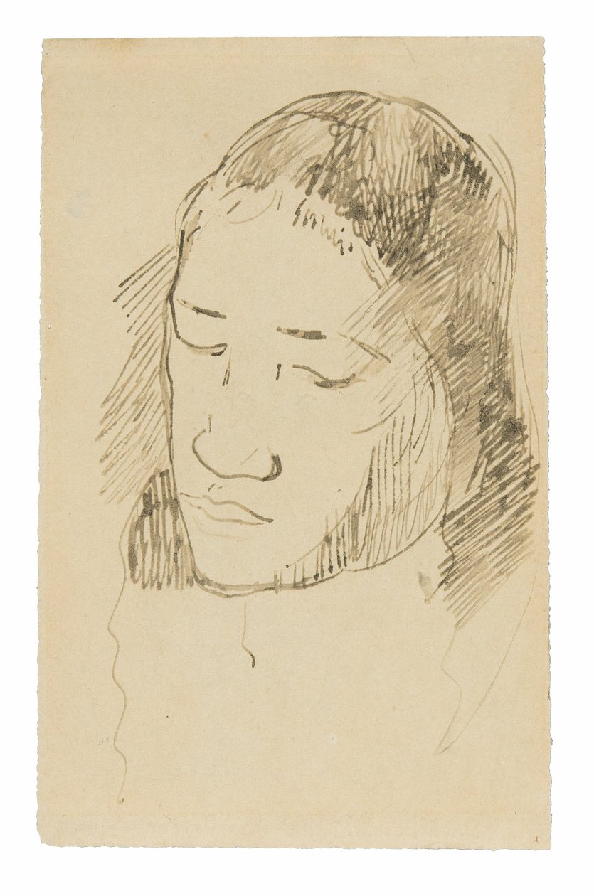 Egy tahiti nő feje (recto), anatómiai részletek vázlatai (verso) alkotó: Paul Gauguin