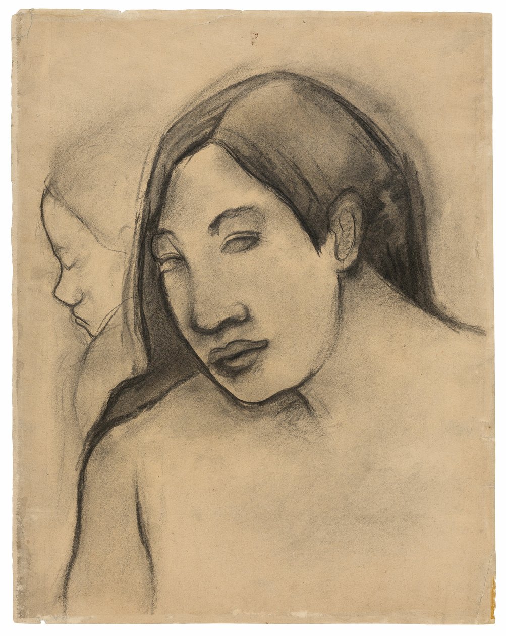 Tahiti nők vezetői, frontális és profilnézet alkotó: Paul Gauguin