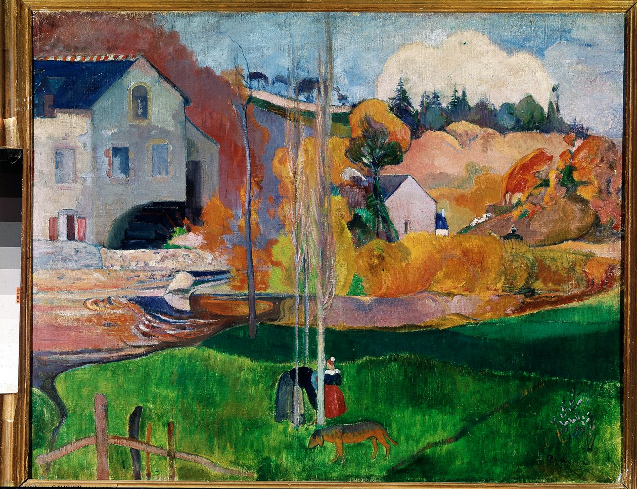 Táj Bretagne-ban, a Dávid malom (olaj, vászon alkotó: Paul Gauguin