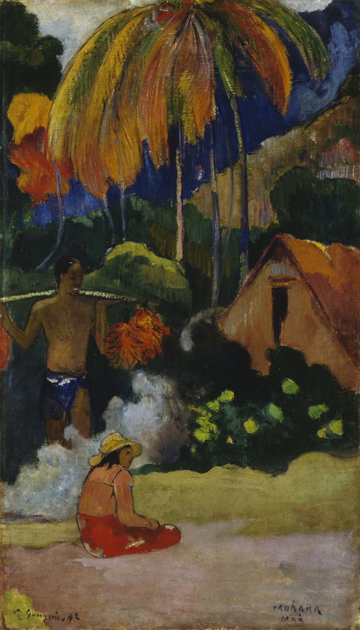 Táj Tahitiban (Mahana Maà) alkotó: Paul Gauguin