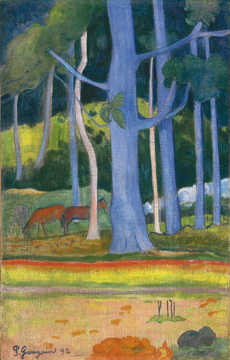 Táj kék fákkal Kék törzsű táj, 1892 alkotó: Paul Gauguin