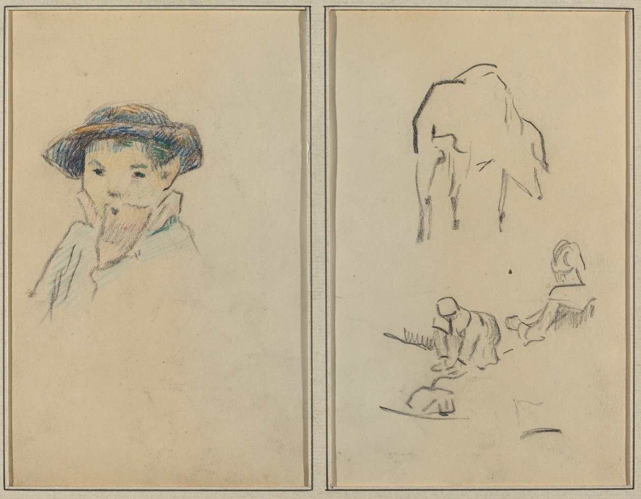 Little Breton Boy; Egy disznó és egy mosónő [recto] alkotó: Paul Gauguin
