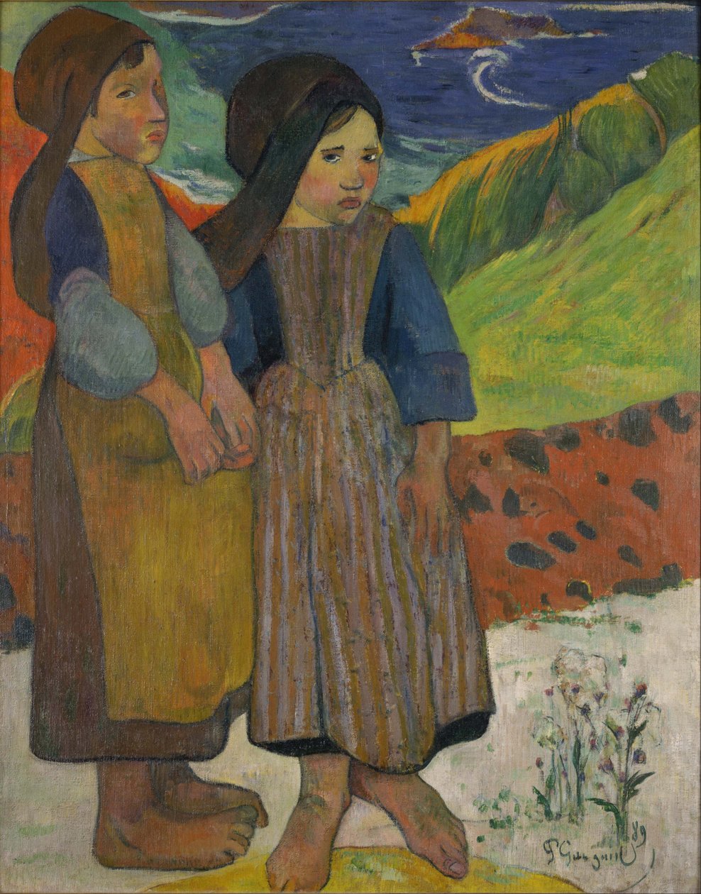 Little Breton Girls by the Sea alkotó: Paul Gauguin