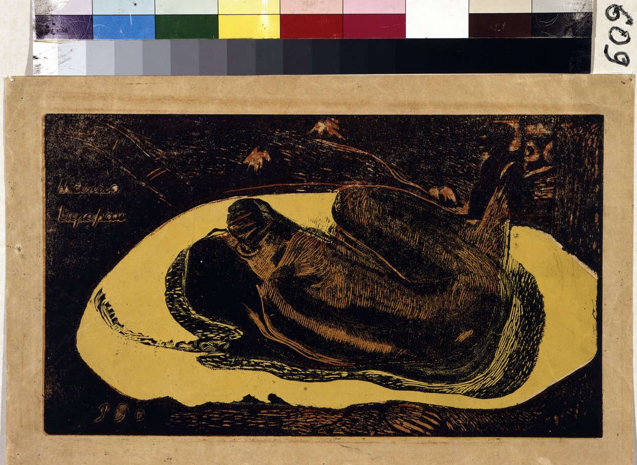 Manao Tupapau (A halottak szelleme virraszt). Paul Gauguin metszete (1848-1903) alkotó: Paul Gauguin