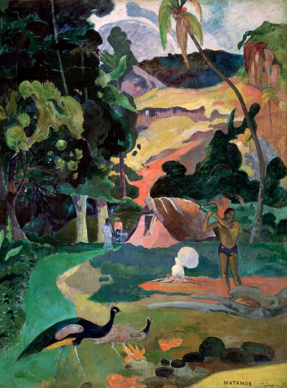 Matamoe halála. Táj pávákkal, 1892 alkotó: Paul Gauguin