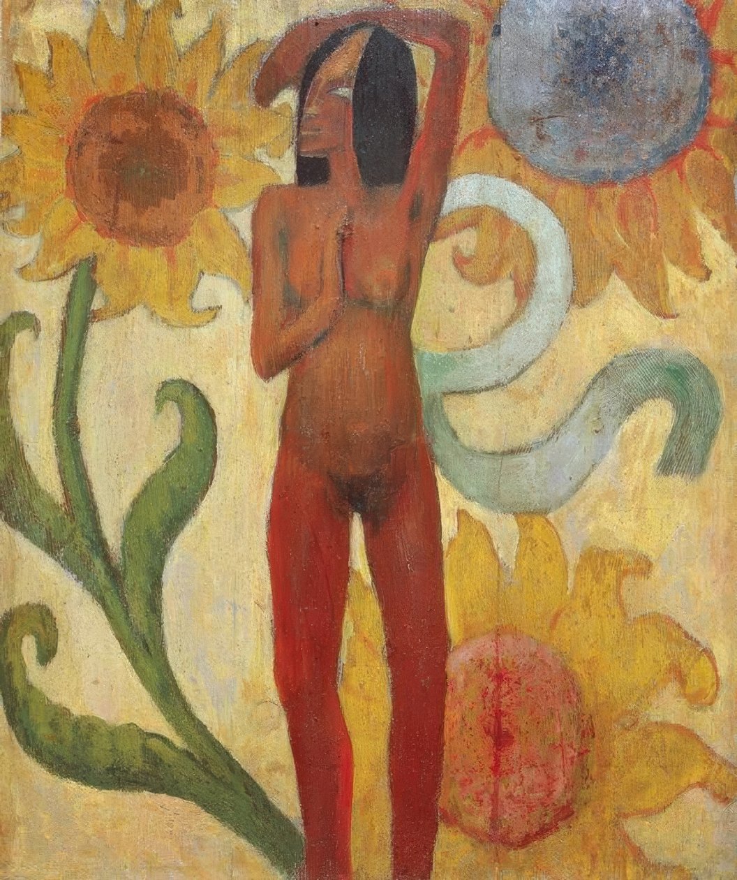 Meztelen női alak napraforgóval (vagy karibi nő) alkotó: Paul Gauguin