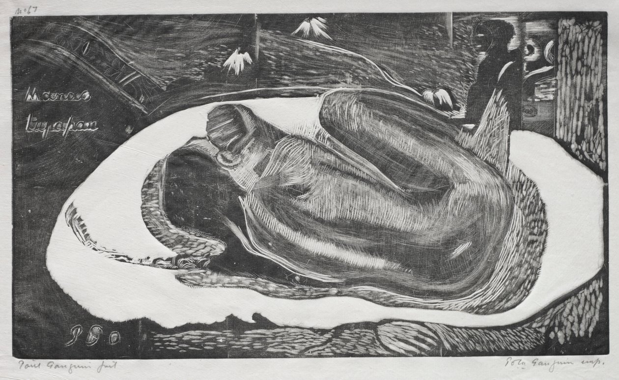 Noa Noa: Manao Yupapau, a holtak szellemei figyelték, 1893-94. alkotó: Paul Gauguin