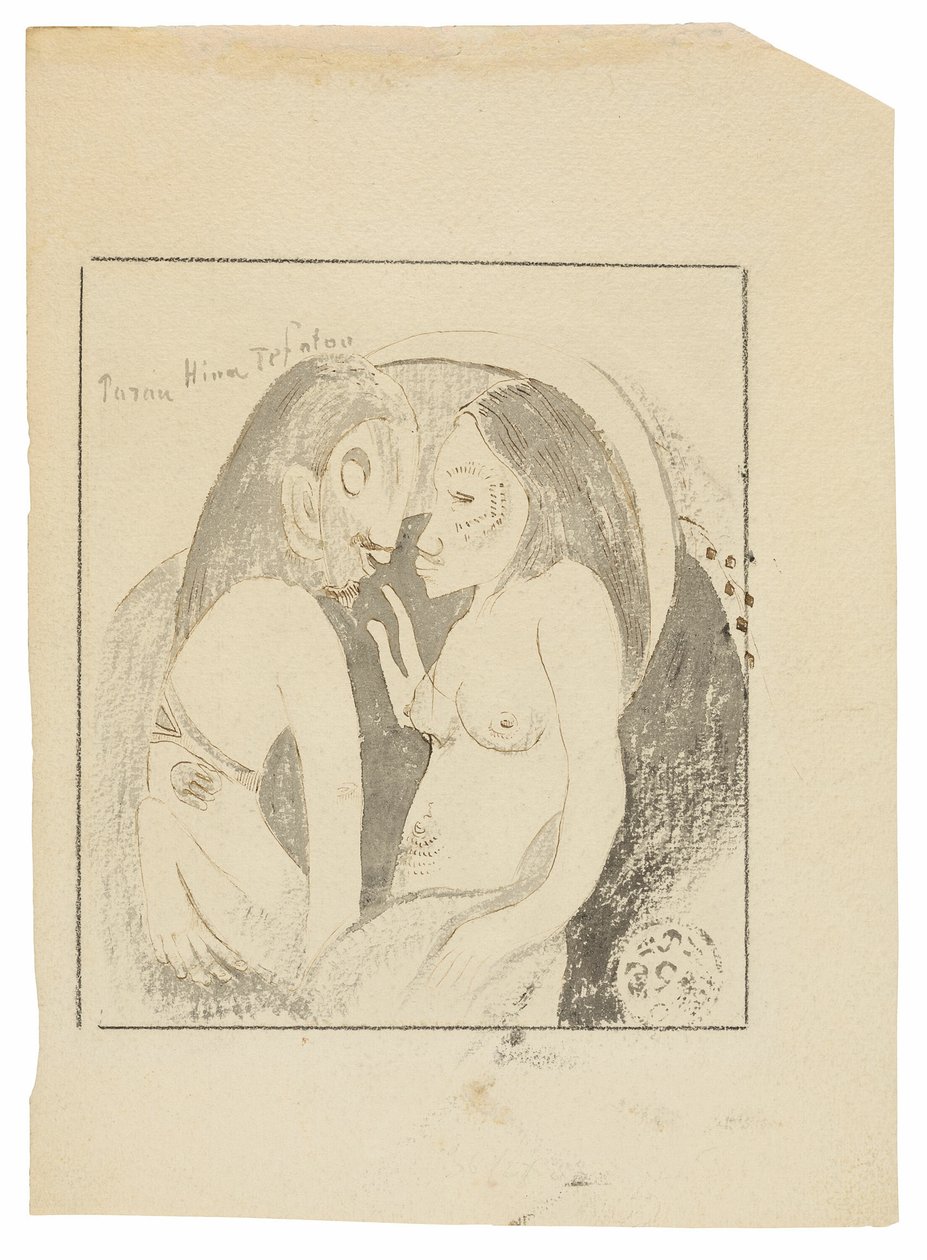 Parau Hina Tefatou (Szavak a Hold istennője és a Föld Istene között) alkotó: Paul Gauguin