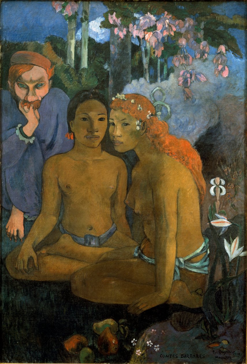 Primitív mesék. Fiatal tahitiak és a holland származású francia költő, Jacob Meyer de Haan (Meijer de Hann) (1852-1895). Paul Gauguin festménye (1848-1903) alkotó: Paul Gauguin
