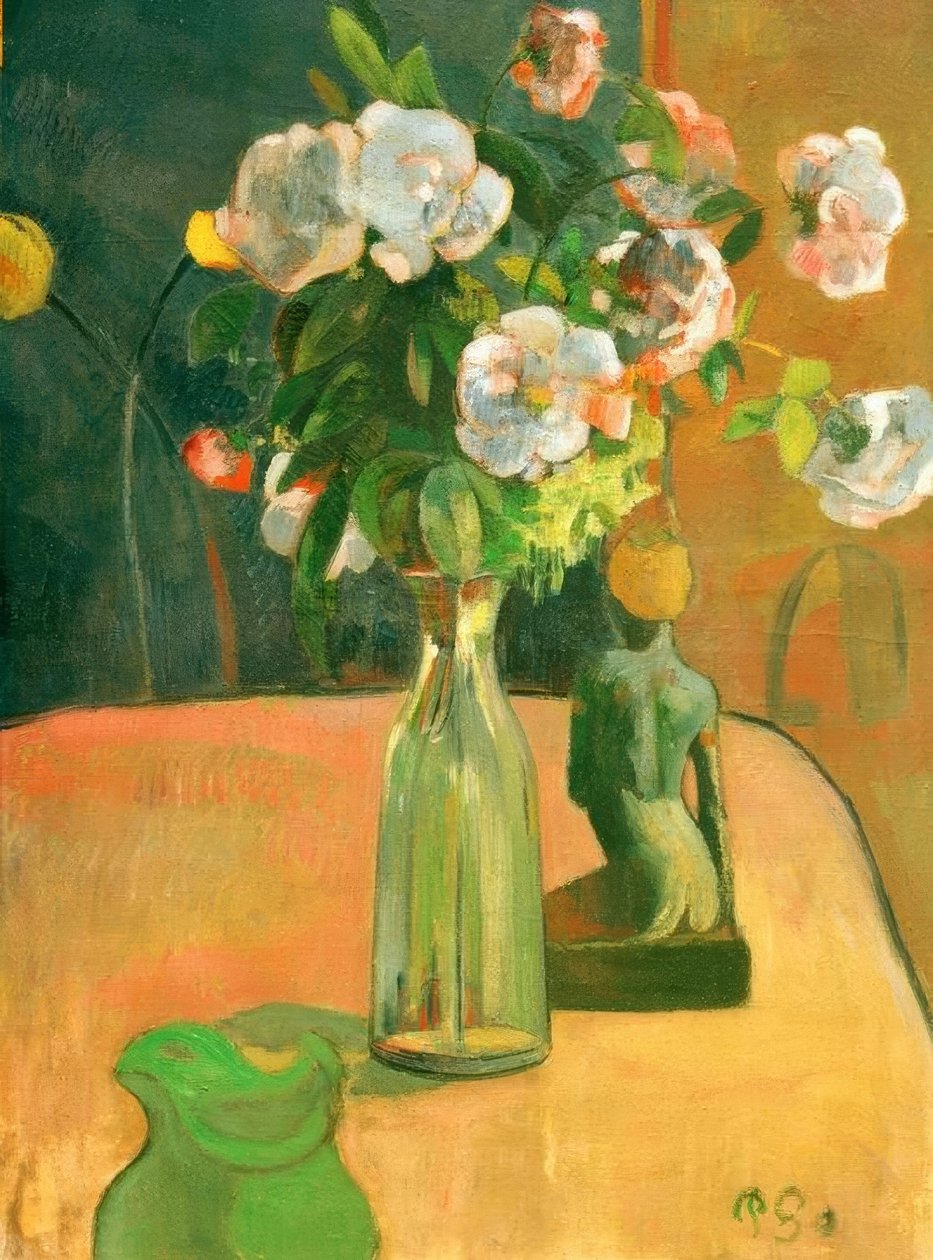 Rózsa és szobrocska alkotó: Paul Gauguin