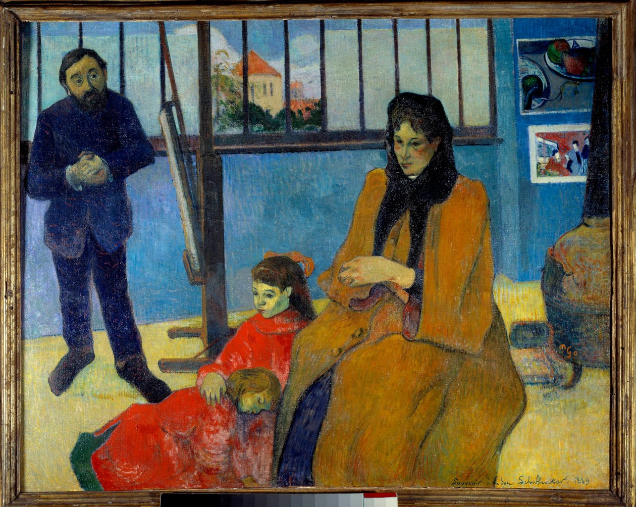 Schuffenecker műhelye vagy a Schuffenecker család. Emile Scuffenecker (1851-1934), felesége, Louise Lancon és gyermekeik, Jeanne és Paul portréja. Paul Gauguin festménye (1848-1903) alkotó: Paul Gauguin