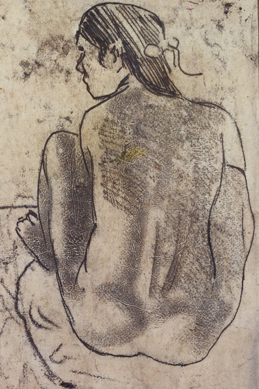 Ülő tahiti akt hátulról, 1902 körül alkotó: Paul Gauguin