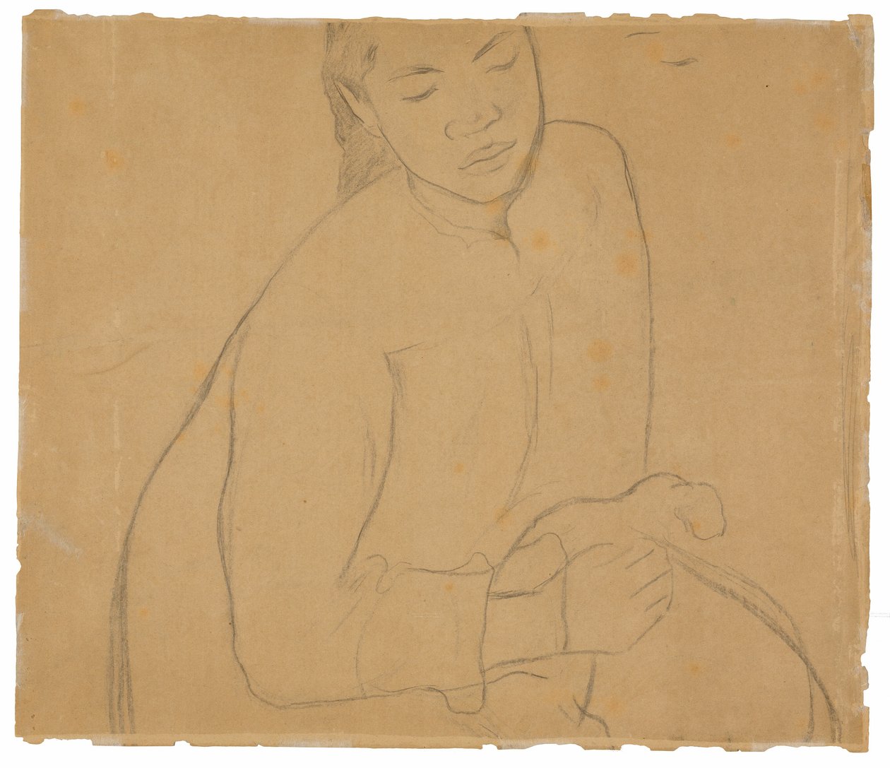 Ülő tahiti nő (a Te faaturuma [Álmodozás] című festményhez kapcsolódik) alkotó: Paul Gauguin