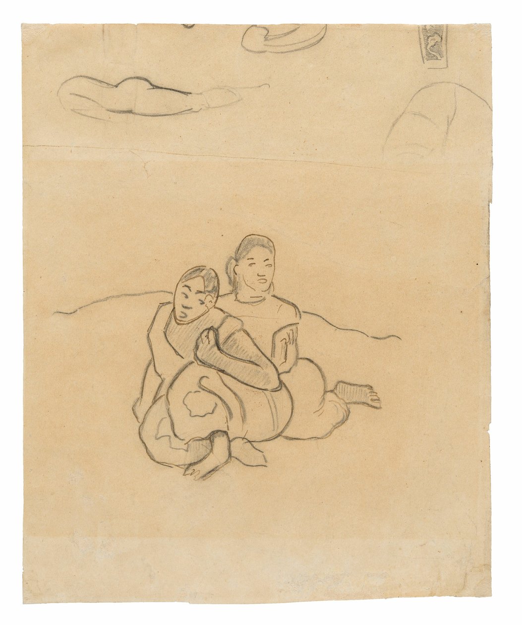 Ülő tahiti nők (a Nafea faa ipoipo [Mikor házasodsz meg?] című festményhez kapcsolódó) és egyéb vázlatok alkotó: Paul Gauguin