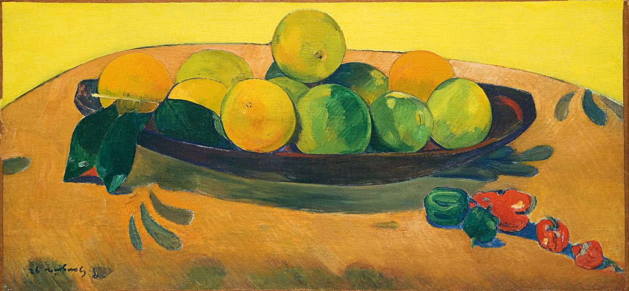 Csendélet gyümölccsel és paprikával; Csendélet gyümölccsel és paprikával, 1892 alkotó: Paul Gauguin