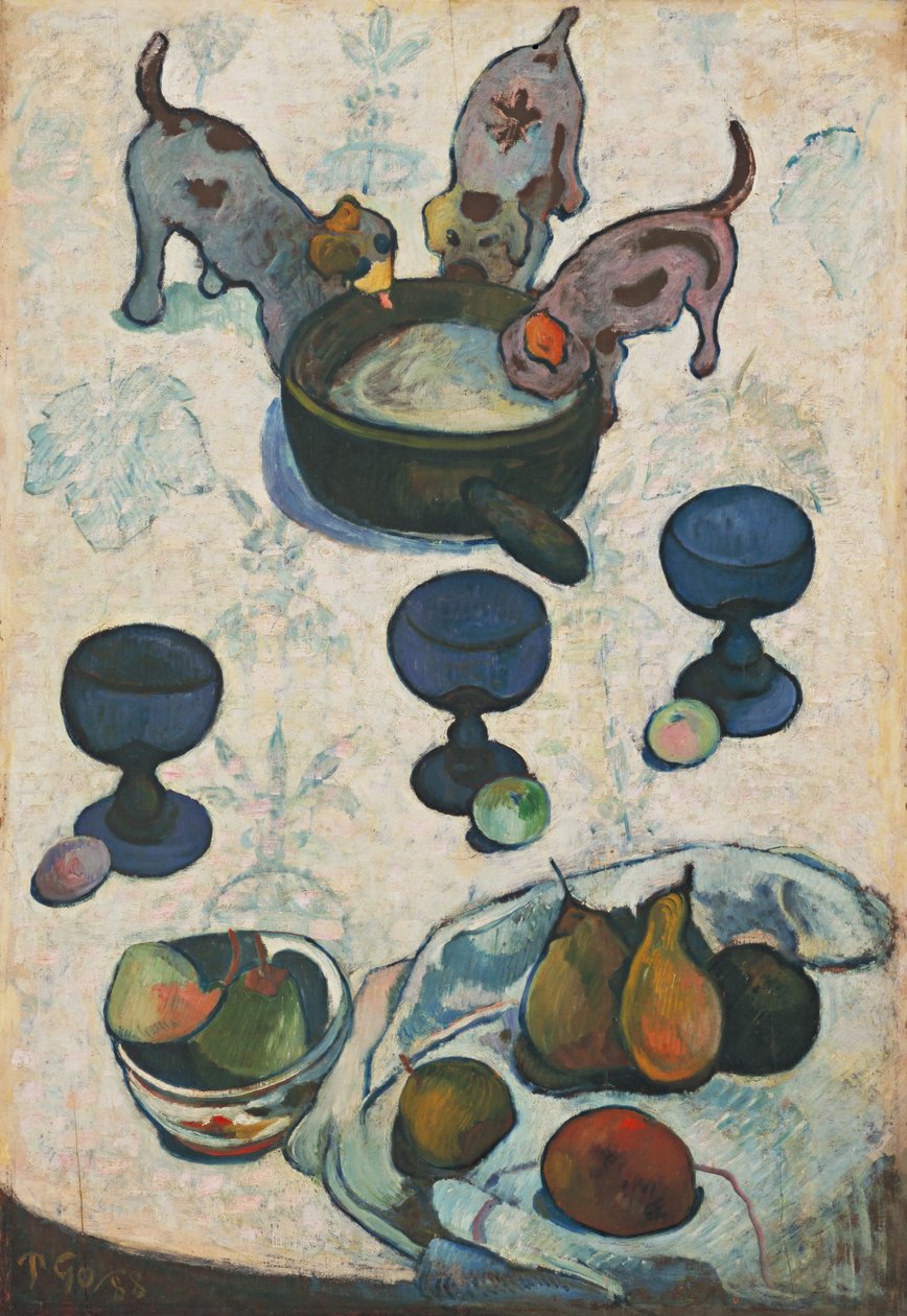 Csendélet három kiskutyával alkotó: Paul Gauguin