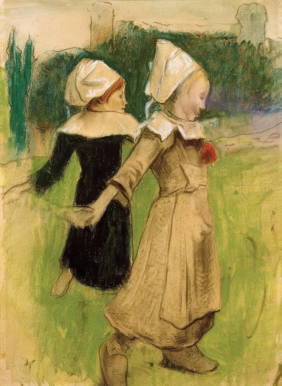 Tanulmány: breton lányok tánca, Pont–Aven) alkotó: Paul Gauguin