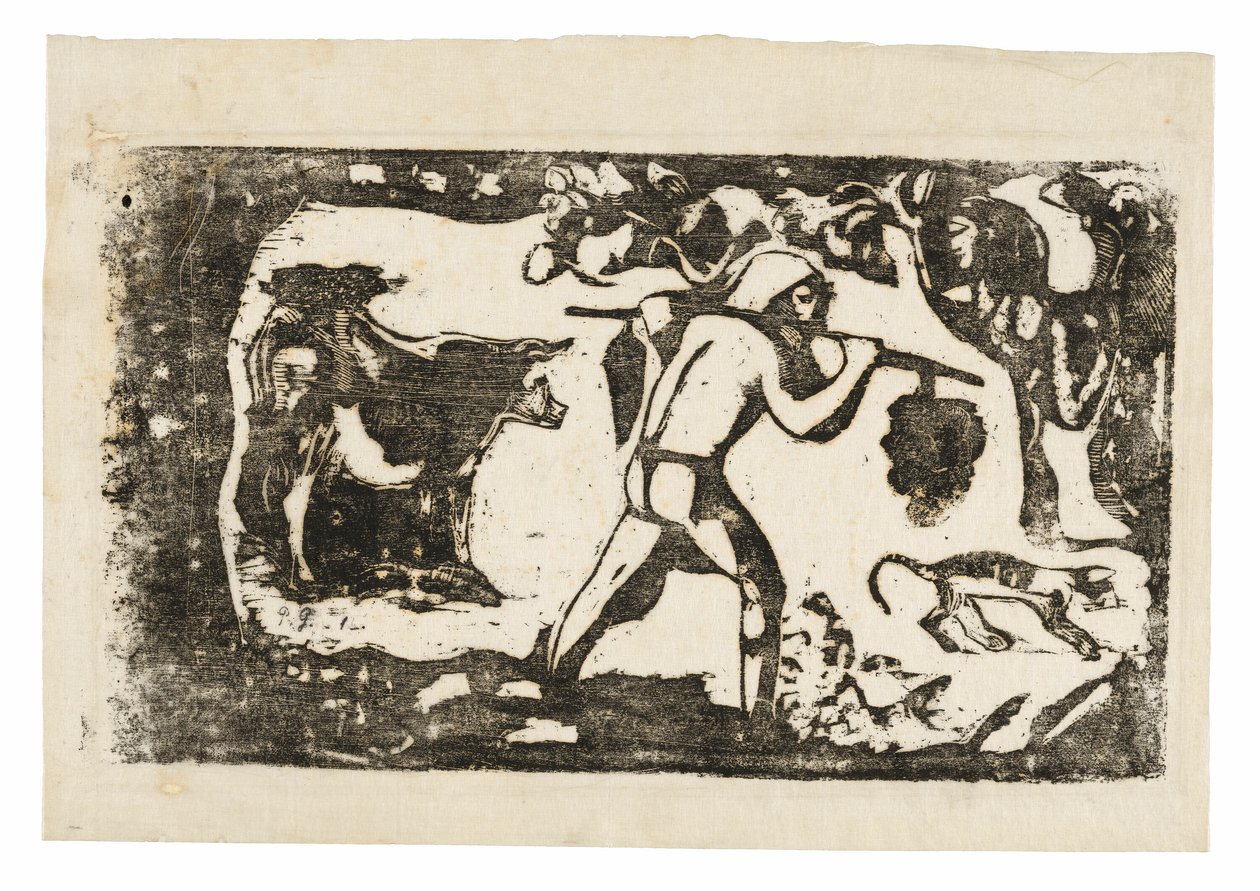 Tahiti banánhordozó, a Late of Late Wood-Block Prints sorozatból alkotó: Paul Gauguin