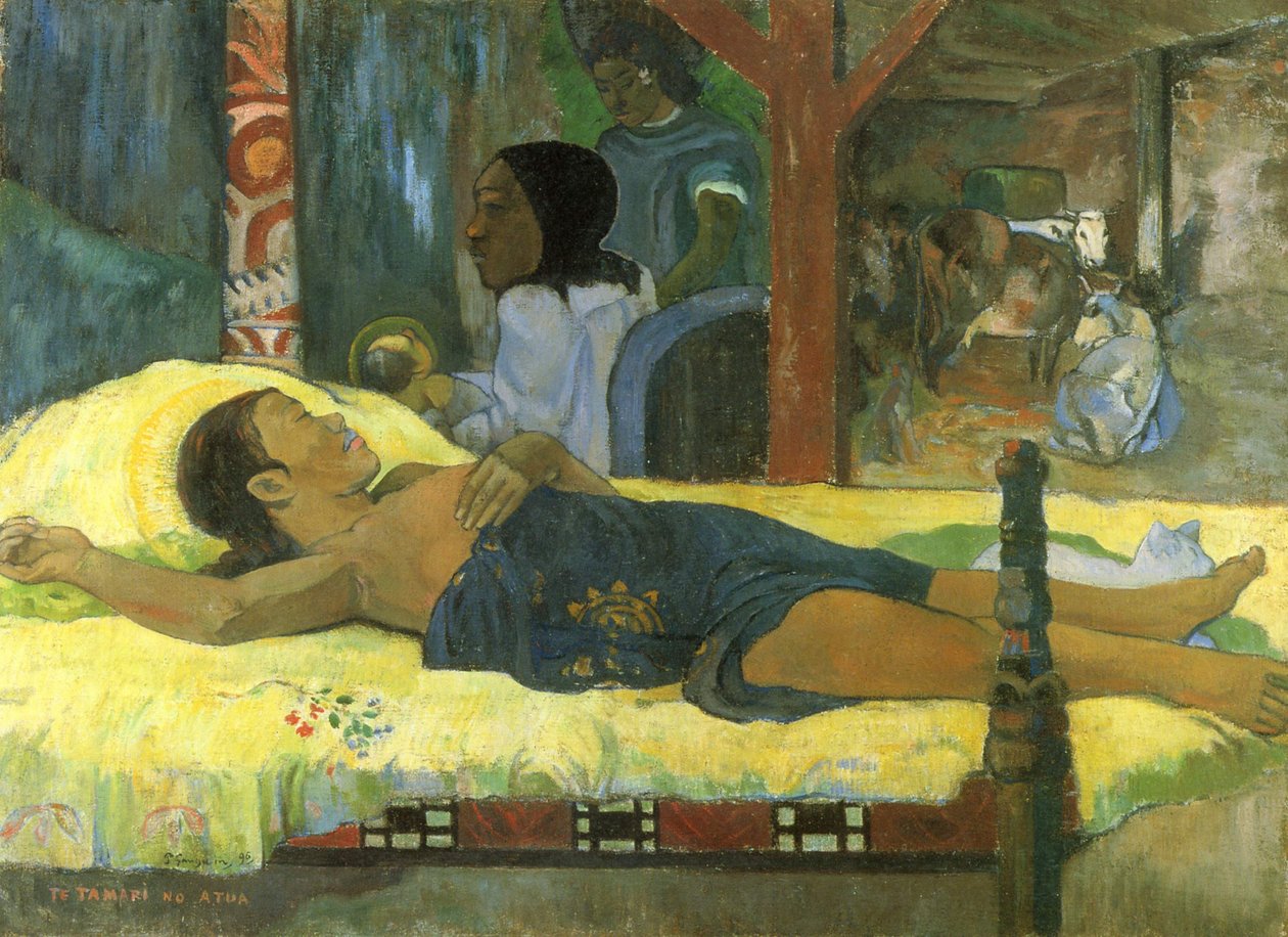 Tahiti:  Te Tamari no Atua A születés alkotó: Paul Gauguin