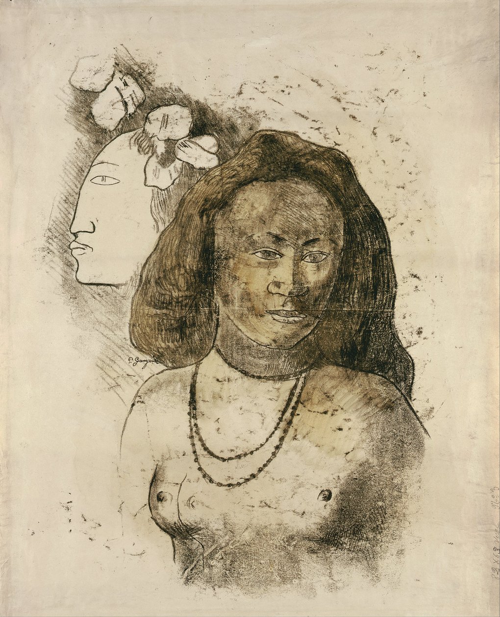 Tahiti nő gonosz lélekkel LEsprit fátyol alkotó: Paul Gauguin